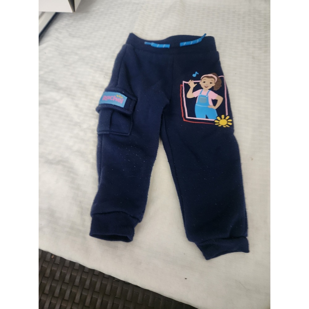 Ms. Rachel Toddler Jogger Pants Navy Blue Cargo Pocket Fleece 12M Sweatpants